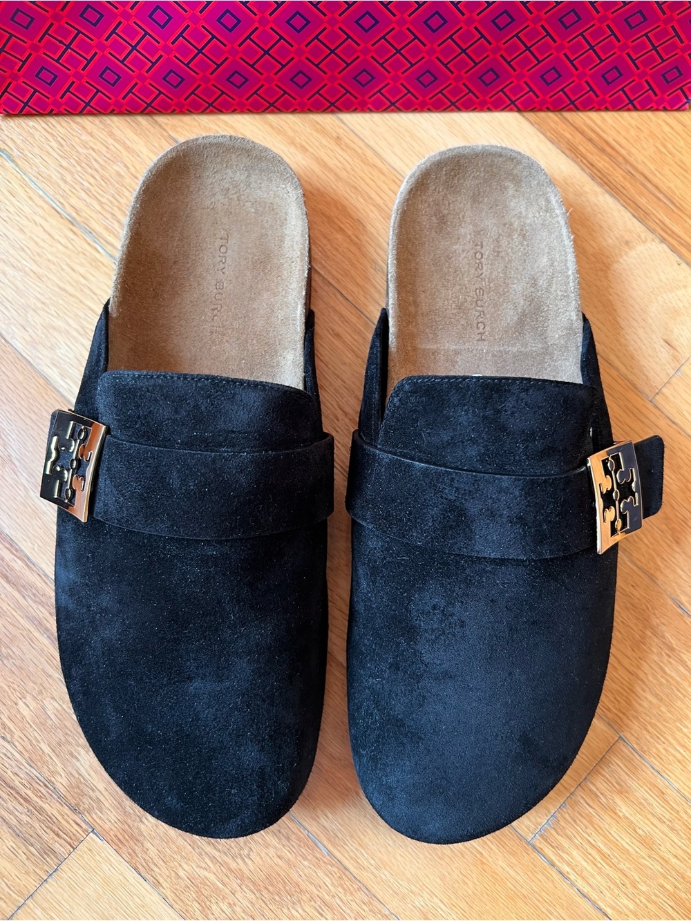 Tory Burch Perfect Black Suede Mellow Mules Clogs - Picture 4 of 14
